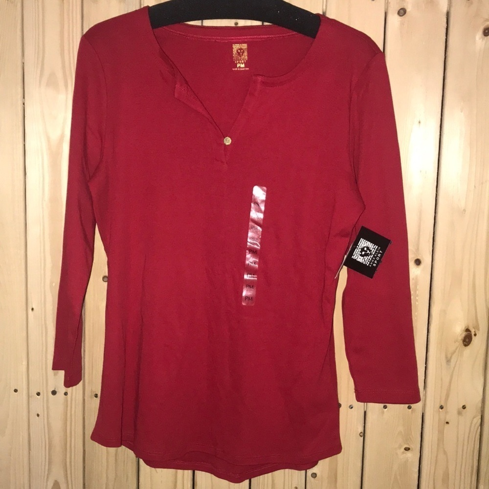 Anne Klein Jester Red Blouse PM NWT